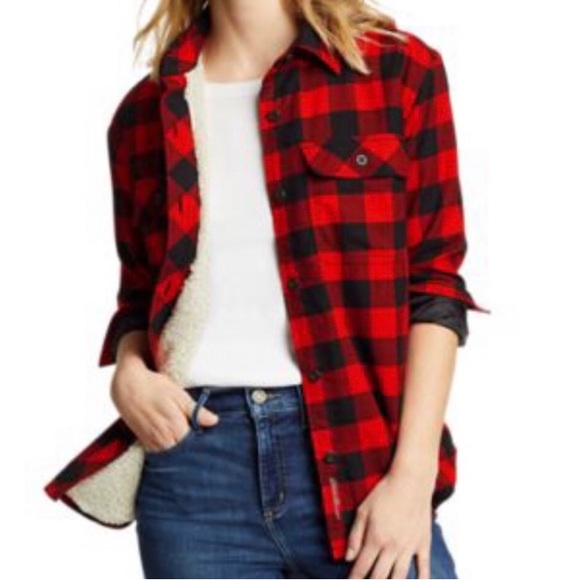 Eddie Bauer Jackets & Blazers - NEW! Eddie Bauer 2020 Buffalo Plaid Oversized Sherpa Lined Flannel Shirt Jacket
